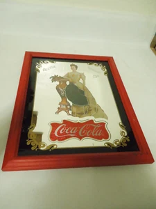 1994 Coca Cola Mirror Sign 1905 "Lillian Nordica" Calendar Wood Frame Red - Picture 1 of 10