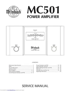 Manuale di servizio per McIntosh MC 501 - Foto 1 di 1