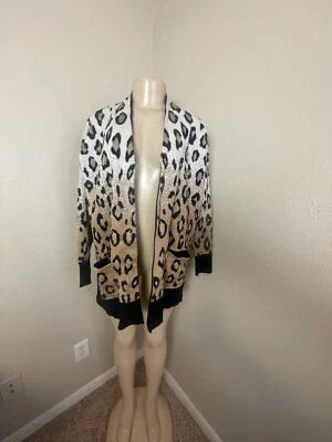 Cárdigan Suéter Para Mujer Ann Taylor Grande Marfil Estampado Leopardo Nylon Manga Larga Foto 1 de 4