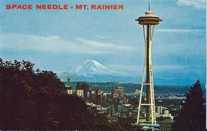 Postkarte Seattle Space Needle Mt Rainier Washington State WA - Bild 1 von 1