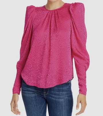 RONNY KOBO $595 Chiara Pink Burnout Puff  Sleeve Top Blouse L Worn Once - Image 1 of 4