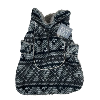 NWT Berkshire Pet Collection Dog Coat Medium Black Gray Knit Sweater w/Zipper - Image 1 of 4