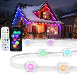 50FT Permanent Outdoor Lights with 30 LED Lights, RGB+IC Eaves Lights - Picture 1 of 12