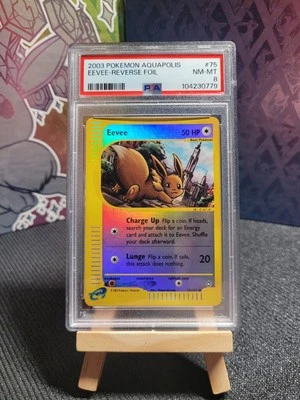 2003 PSA 8 Eevee #75 Reverse Foil Pokemon TCG Aquapolis Eseries - Image 1 of 2