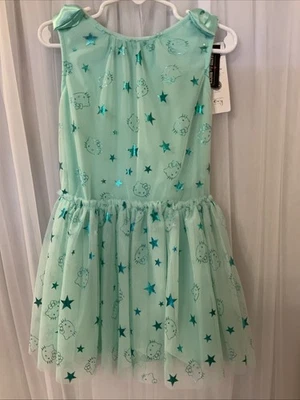 Hello Kitty Toddler Size 4 Emerald Green With Stars Macy’s Twirly Dress - Image 1 of 4