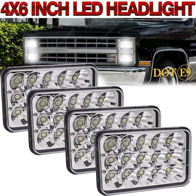 4Pc 4x6" Led Headlights Hi/Lo For Chevrolet C10 C20 C30 K10 K20 1980-1986 Pickup Foto 1 de 4