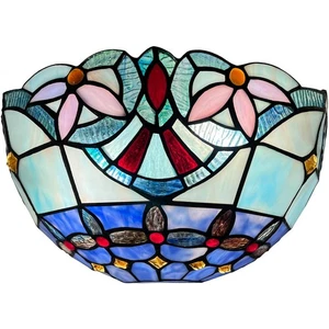 Tiffany Lamp Stained Glass Wall Sconces 2-Light 12 Inches Wide Light Blue Ant... - Picture 1 of 7