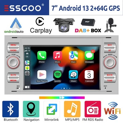 DAB+ 64G Android 14 Autoradio Carplay Navi Für Ford Focus C S Max Transit Fiesta - Bild 1 von 4