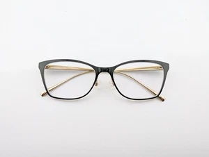 KY for Tura Eyeglasses, Frames Only, Japan, MOD K303 EMR, 52-16-135, Black/Gold - Picture 1 of 18
