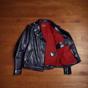 Herren Retro Horsehide Leder Biker Jacke Cafe Racer diagonaler Reißverschluss Motorrad - Bild 1 von 7