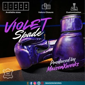 Violet Spade Retro Handmade Vintage Leder Boxhandschuhe - Bild 1 von 8