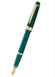 Cross Bailey Light™ Polished Green Resin and Gold Tone Fine Nib Fountain Pen - Picture 1 of 4