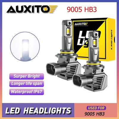 AUXITO M5S 9005 HB3 LED Bulbs High Headlight Beam 6000K Xenon White FAN COOLING - Image 1 of 4
