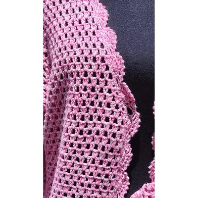Cárdigan Tejido Abierto Rosa Crochet LINO ALGODÓN Femenino Verano Balletcore Grande 38 Foto 1 de 4