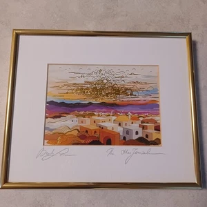 Bracha Brym-Lavee "L'altra Gerusalemme" firmato arte ebraica incorniciata anni 90 - Foto 1 di 16