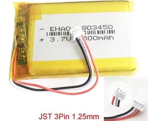 LiPo Li litio Polimeri batteria ricaricabile 3 Pin RC 3.7V 1500mAh JST 1.25mm - Foto 1 di 2