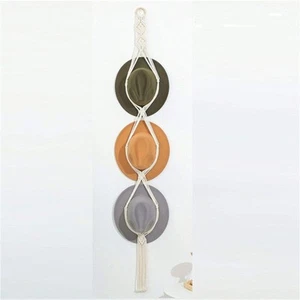 Boho Hand-Woven Macrame Hat Display Rack 3 Hat Rope hanger Hanging Cap Holder - Picture 1 of 2