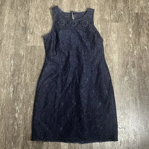 J. Crew Women's Navy Blue Sleeveless Dress Size 12 Lace Layered NWT $118 - Picture 1 of 9