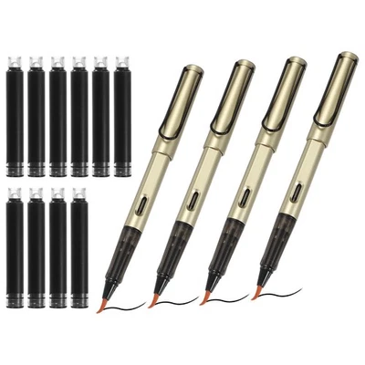 4 шт. каллиграфические кисточки ручки с чернильной заправкой 10 шт., золотистые - Изображение 1 из 4