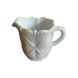 Milk Glass Creamer Pitcher 4 1/4 Inches Tall White Scalloped Edge Unmarked - Picture 1 of 3