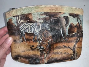 Vintage Emily Ann kleine Handtasche Kosmetiktasche handbemalt Boca Raton wilde Tiere - Bild 1 von 3