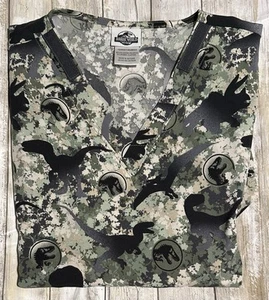 Jurassic World Cherokee Scrubs Tooniforms Dinosaur Unisex Small V-Neck Top NWT - Picture 1 of 5