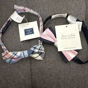 NWT Janie And Jack Boys Bow tie Lot 2-5 4-8 Special Occasion Plaid Pink Navy  - Picture 1 of 1