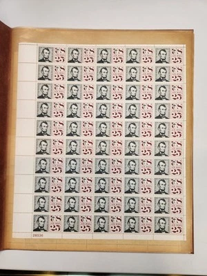Scott #C59, 25c. Airmail Abraham Lincoln, Lot of 5 Sheets, FV $62.50 MNH - Image 1 of 3