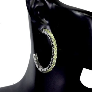 Summer 925 Silver Earrings Round Peridot 3mm Natural Gemstone Jewelry - Picture 1 of 14