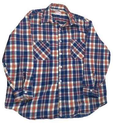 复古 JC Penney Big Mac 格子衬衫 尺寸 XL 法兰绒 厚编织 工作琐事 70 年代 — 第 1/4 张图片