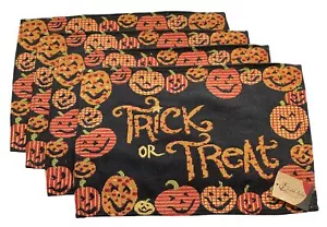 4 pc Fall Placemats Set - Halloween Placemats - Jack O Lanterns Pumpkins, Trick - Picture 1 of 3