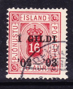 ICELAND 1902 Official SG091 16a carmine-red little off-centre fine used cat £65 - Picture 1 of 2