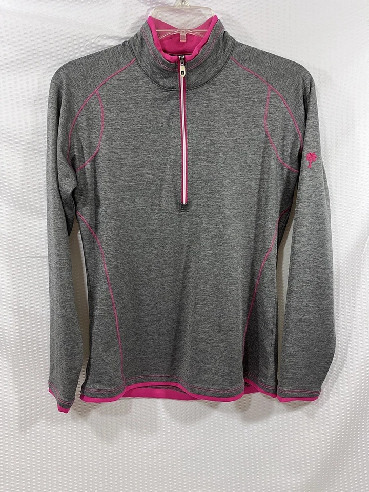 Pullover Footjoy Mujer 1/2 Cremallera Pequeño Gris Rosa Golf Logo Manga Larga Foto 1 de 4