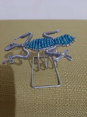 African beaded napkin ring stand Gecko design - Immagine 1 di 2