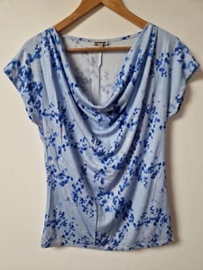 Kettlewell Cowl Neck Blue Splodge Print Blouse Top Size M - Picture 1 of 7
