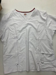 Dickies Women's Xtreme Stretch V-Neck Scrub White 4XL - New w/o Tags - Picture 1 of 3