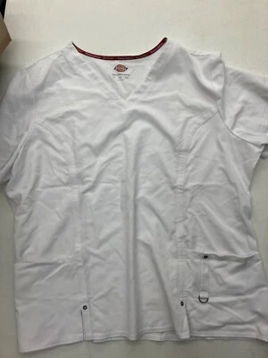 Dickies Women's Xtreme Stretch V-Neck Scrub White 4XL - New w/o Tags - Image 1 of 3