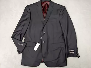 Fellini Mens 40R Charcoal Black Super 140s Blazer Jacket 2 Button - Picture 1 of 16