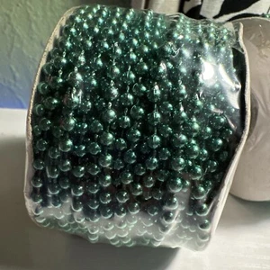 4mm Faux Pearl Bead String 24yard Metallic Green Trim Spool Scrapbook Craft Sew - Picture 1 of 4