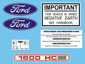 Ford Pinto OHC 1600HC Cam Cover Under Bonnet Decal Set Escort Cortina, Capri 1.6 - Picture 1 of 1
