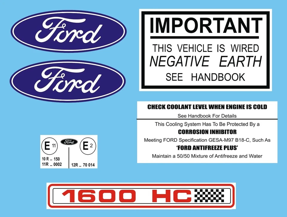 Conjunto de calcomanías de escolta para cubierta de cámara Ford Pinto OHC 1600HC, Capri 1.6 Foto 1 de 1