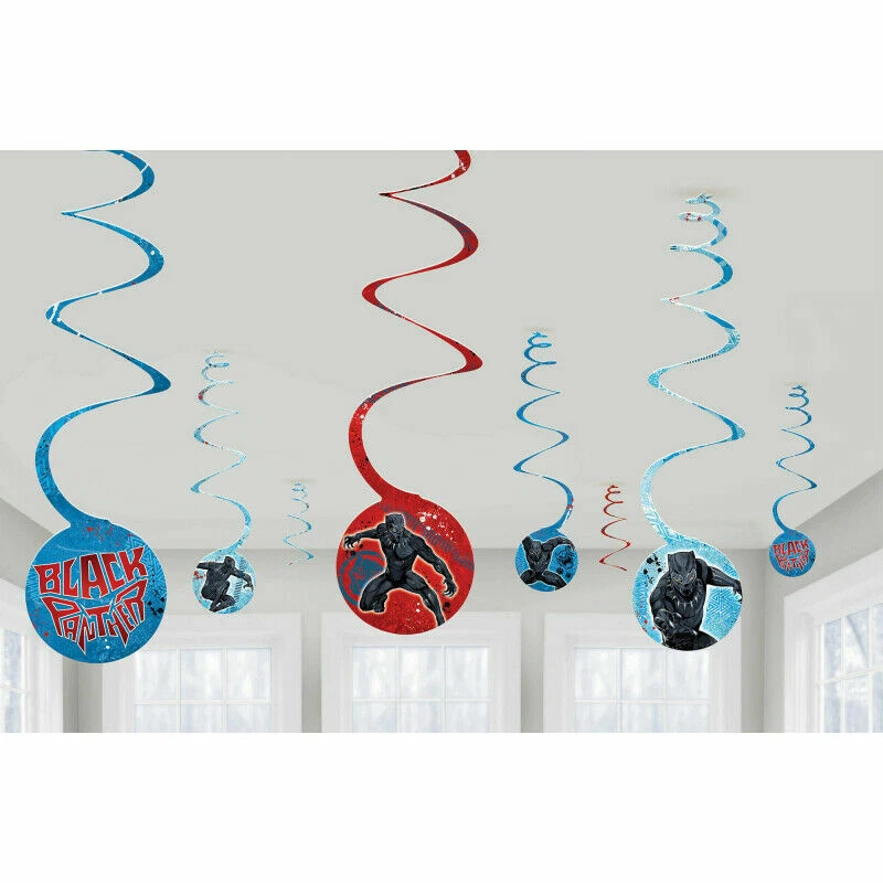 Black Panther Swirl Decorations Birthday Kids Party Supplies - Image 1 of 1