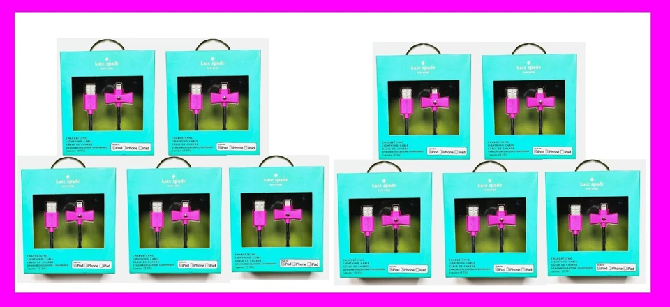 Lote de 10 NUEVO Kate Spade Rosa iPhone iPad iPod USB Lightning MFi Cable Certificado Foto 1 de 4