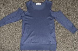 Time and Tru Damen Cold Shoulder Pullover Sweatshirt Blau Gr. Small Neu mit Etikett - Bild 1 von 6