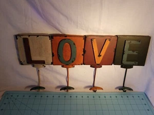 Wall Hook Set (L-O-V-E) 4 Metal Squares Each With a Hook. Cute Farmhouse Style. - Picture 1 of 10