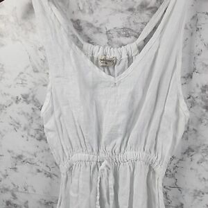 TERZO MILLENNIO Medium Linen White Maxi Dress Sleeveless V-neck Side Splits