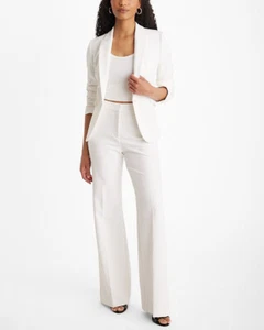 NUEVO PANTALÓN ACAMPANADO EXPRESS $88 BLANCO CINTURA ALTA EDITOR TALLA 10 - Imagen 1 de 6