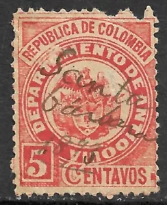 Antioquia Scott #95 SG #111 Used Santa Barbara Pen Cancel Colombia State 1893. - Picture 1 of 2