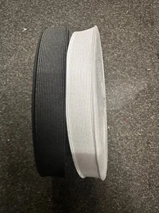50 Meter 1 Zoll 25mm Premium Qualität Gewebt Flach Elastisch Weiß/Schwarz Günstigste - Bild 1 von 2