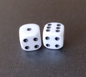 Monopoly SET OF WHITE DICE replacement parts *Original Hasbro Parker DICE only
